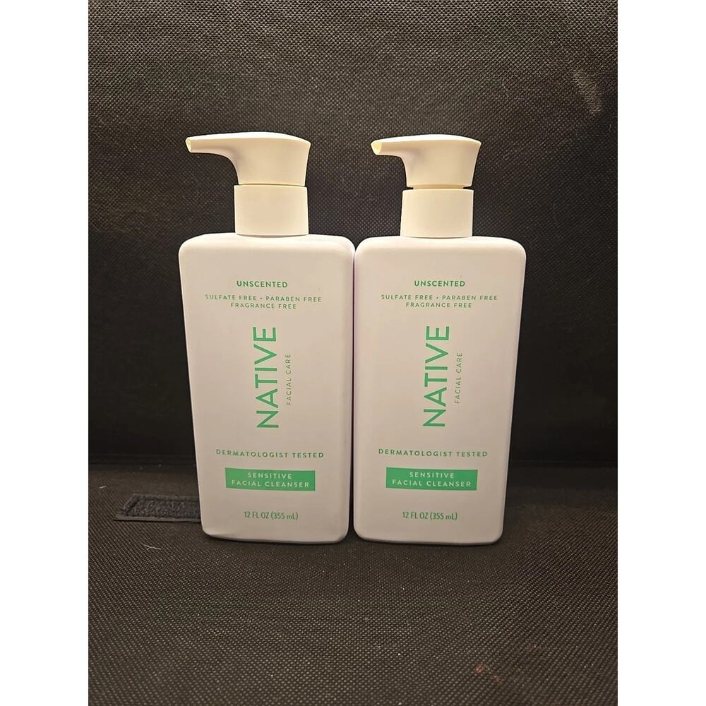 2-Pack Native Sensitive Face Wash Sulfate-Free Unscented Facial Cleanser - 12 oz